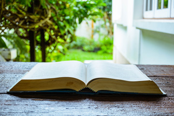 old book on wood table
