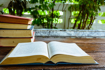 old book on wood table