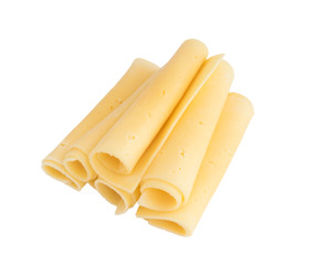 Sliced Gouda Cheese Isolated on White Background