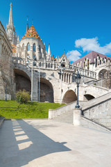 Fototapeta na wymiar Staircase to Fishermans Bastion in Budapest