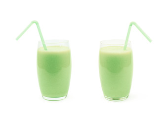 Glass filled with smoothie isolated