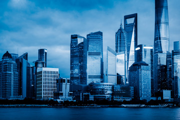 landmarks of modern city,financial district in China.