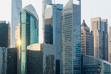 landmarks of modern city,financial district in China.