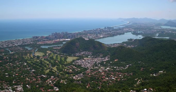 Aerial view of Barra da Tijuca downtown and beach, Rio de Janeiro, Brazil