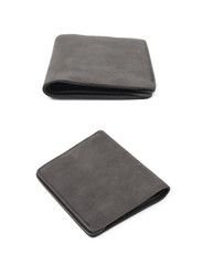 Flat leather wallet isolated