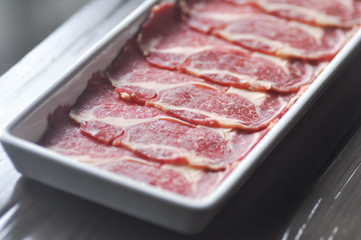 slice beef in the dish