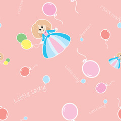 Children seamless background Little Lady. You can use return the paper, greeting cards, invitations.