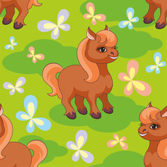 Obraz na płótnie Canvas Vector colorful seamless pattern with the image of farm animals in cartoon style.