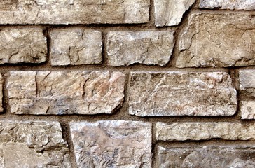 Textures and patterns of building materials made from stone, rock and brick.