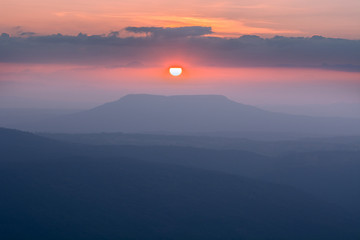 Sunset over the mountains a beautiful time.