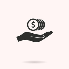 Cash on hand - vector icon.