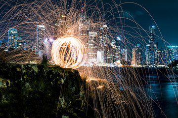 fire orb cityscape cliff Brisbane
