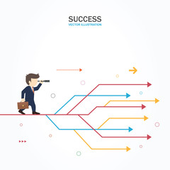 Businessman chooses the right path. Success Concept.