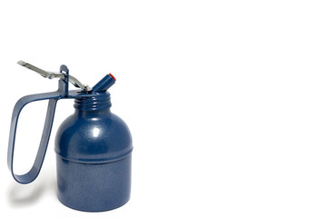 blue oil can isolated on white background.Oil can isolated