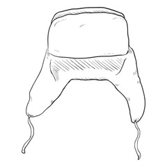 Vector Sketch Traditional Russian Earflaps Hat