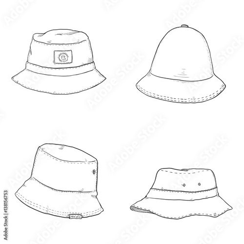 "Vector Set of Bucket Hats" Stock image and royalty-free vector files