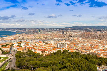 Naklejka premium Vue de Marseille depuis Notre-Dame-de-la-Garde, Bouches-du-Rhône, Provence, France