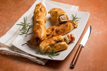 skewer wrapped in bread dough