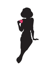 girl with a cup a silhouette