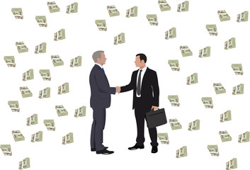 stretta di mano cascata di denaro