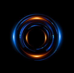 Orb neon rays. luminous hole. Spiral cover. 
Black neural HUD. Halo around. Power isolated. Sparks particle.
Space tunnel. Glossy face. LED color ellipse. Glint gold glitter. Glow clock