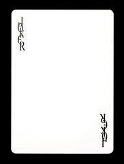 Joker colorless playing card, isolated on black background.