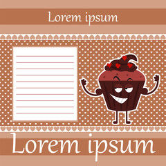 Birthday card with funny cupcake and copy space