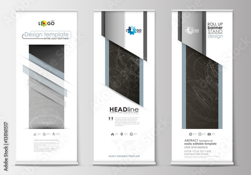 Set Of Roll Up Banner Stands Flat Design Templates Business