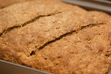 fresh baked grains bread