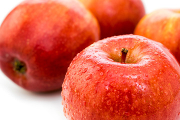 Wet ripe red apple