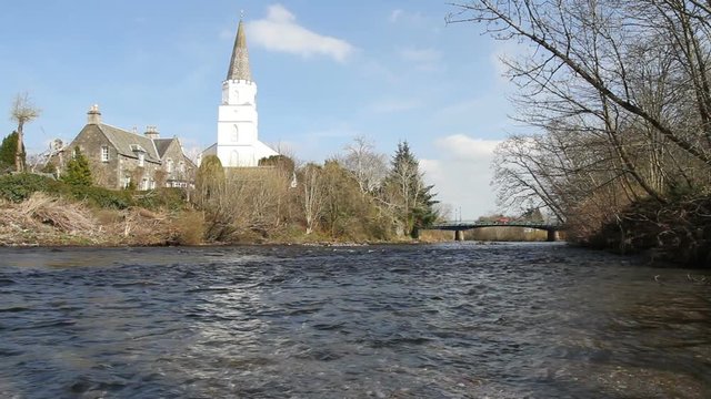 The White Church and River Earn Comrie Scotland 
