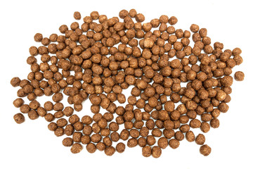 cereal chocolate breakfast balls isolated on white background