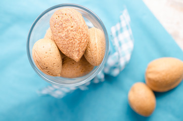 Organic almonds in a glass