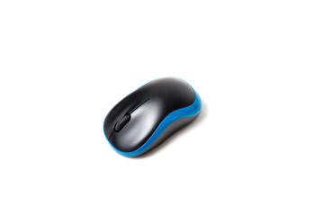 Blue modern wireless mouse isolated