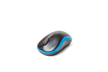 Blue modern wireless mouse isolated