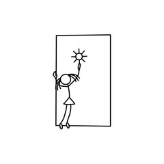 Stick figure girl drawing