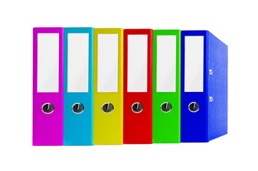 Colorful office folders isolated on white