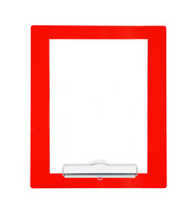 Clipboard with blank paper isolated on white