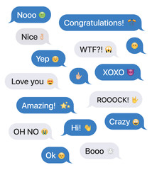 Set of SMS bubbles messages