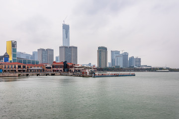 Fototapeta premium Downtown City skyline along the River in China.
