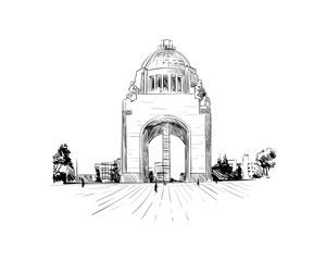 Mexico. Revolution Monument. Hand drawn vector illustration.