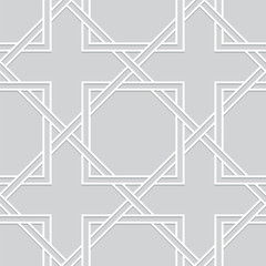 Interweaving white geometric pattern. Interlacing seamless vector background.