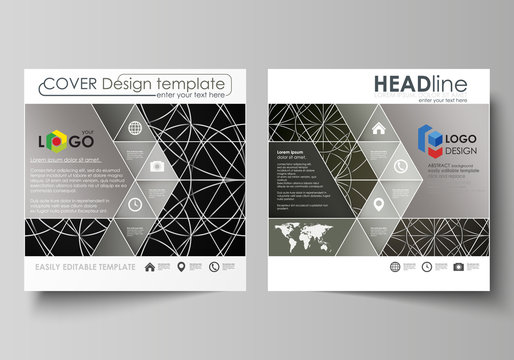 Business templates for square design brochure, magazine, flyer, booklet or report. Leaflet cover, vector layout. Celtic pattern. Abstract ornament, geometric vintage texture, medieval ethnic style.