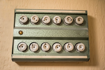 panel with old electrical fuses
