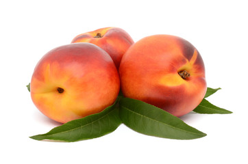 Peaches on a white background