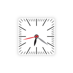 Vector image of minimalistic clock dial white with black ticks time, different shapes of round and square, isolated on background. The timer is divided into 60 parts