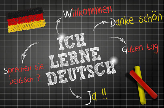 tableau noir schéma : apprendre l'allemand