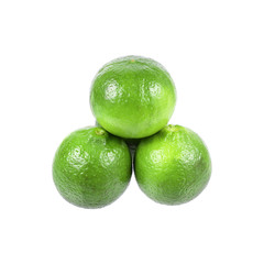 pile of green lime isolated on white