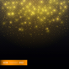 Falling star dust sparks. Shining transparent beautiful vector . Glitter particles background effect. Sparkling texture for design template.