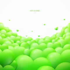 Abstract background with realistic 3D colorful romantic valentine hearts. Easy use for greeting card, cover, poster, flyer. Vector illustration.